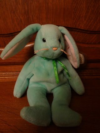 1996 Rare Ty Beanie Baby Hippity Green Bunny - Easter Rabbit