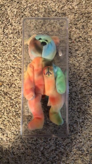 Ty Beanie Baby Peace Bear 1996 Retired With Rare Tag Errors