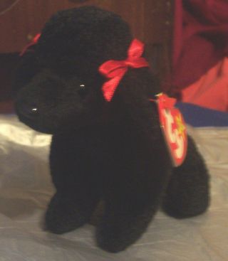 Ty Beanie Baby Gigi The Black French Poodle Dog With Tags Retired