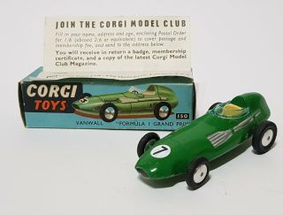 Corgi Toys No.  150,  Vanwall Formula 1 Grand Prix Racing Car,  - Near.