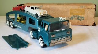 Early Structo Toys Ford Coe Cab Auto Transport Tt Truck W/cars 60 