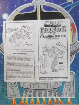 Vintage Motu He - Man Vehicle Instructions,  Tyrantisaurus Rex,  Dinosaur,