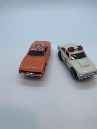 Vintage Ideal Dukes Of Hazzard Slot Cars General Lee And Police Car Runs Lights