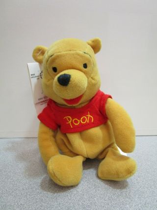 Disney Store Winnie The Pooh Bear Beanie 8 " Bean Bag Plush With Tags