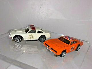 Vintage Ideal Dukes Of Hazzard Slot Cars General Lee And Police Car Runs Lights