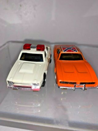 VINTAGE IDEAL DUKES OF HAZZARD SLOT CARS GENERAL LEE AND POLICE CAR RUNS LIGHTS 3