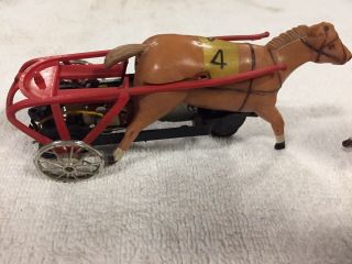 2 Vintage 1960 ' s AC Gilbert Autorama Harness Horse Racing Sulky Slot Cars CK41 3