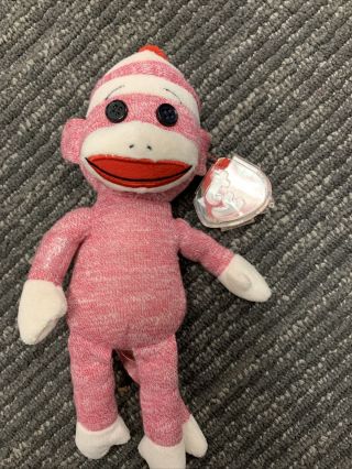 Ty Socks The Pink Sock Monkey Beanie Baby - With Tags