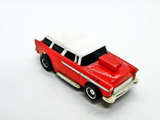 Tyco Ho Slot Car Red/white Chevy Nomad With Hood Scoope Htf