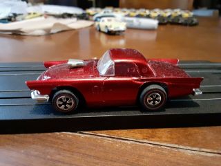 Ho Slot Car Tyco Red 1957 T - Bird With Redline Tires And A Tyco 440 - X2 Chassis