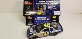 2002 Action 1:24 Jimmie Johnson 48 Signed Autographed Lowes Rookie Chase Race