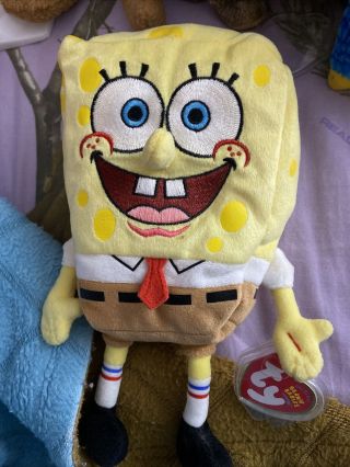 2004 Spongebob Squarepants 8” Ty Beanie Baby W/ Tag | Nickelodeon