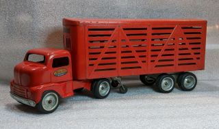 Vintage Tonka 1953 Mound Metalcraft Toys No 500 Livestock Semi Truck & Trailer
