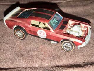 Hot Wheels Redline 1969 Mustang Boss Hoss Red Tan Interior Conditionhk