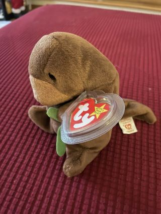 1995 Ty Beanie Babies Seaweed The Otter - With Tags Protector