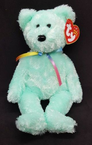 Ty 2002 Sherbert The Green Bear Beanie Baby - With Tags