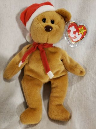 Ty Beanie Babies " 1997 Holiday Teddy " Christmas Bear - With Protective Tag