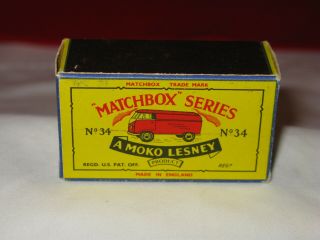 Matchbox Moko Lesney 34a Volkswagen Microvan Type B5 Empty Box Only