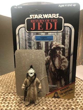 Vintage Star Wars Logray Ewok Figure Accessories & Cardback Return Of The Jedi