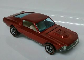 Hot Wheels Redline 1967 Custom Mustang Red ? Orange White Interior