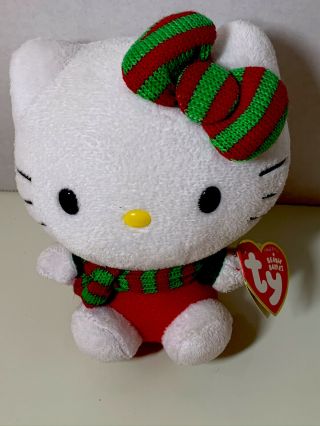 2012 Ty Beanie Baby 6 " Christmas Holiday Hello Kitty