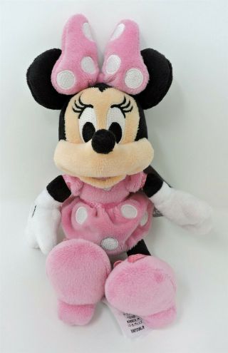 Disney Minnie Mouse Plush Bean Bag Pink White Dots 9 " Soft Toy Stuffed Animal