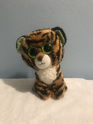 Ty Beanie Boos 6 " Stripes The Tiger Plush With Solid Green Eyes
