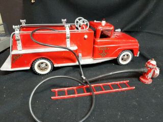 Vintage 17 " Tonka 1960s Ford Cab Pumper Fire Truck No.  5 With Ladder & Hydrant