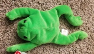 Ty Beanie Baby Retired " Legs " The Frog Rare 1993 4020 All Errors Wow $$