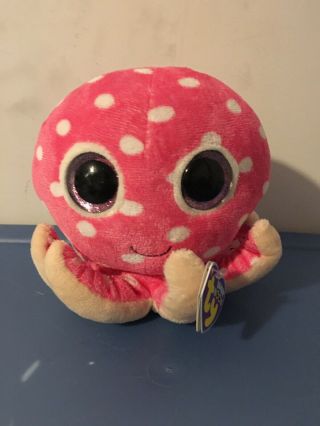 5 " Ty Beanie Babies Boos Pink Ollie The Octopus Big Eyes Peeper Plush