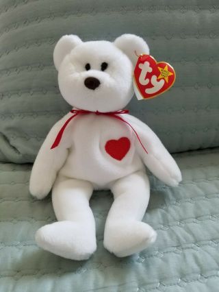 Ty Beanie Babies Bear Valentino Multiple Errors Brown Nose Eyes Baby