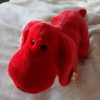 1998 Rover The Red Dog Ty Beanie Buddy Large Plush Animal With Hang Tag Intact