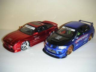 Jada Toys 1:24 Diecast Cars Mitsubishi Lancer & Nissan 240sx (as - Is)