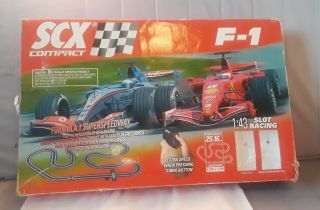 Scx Compact F1 Formula 1 Slot Car Racing Track Mattel Hot Wheels Ferrari Sport