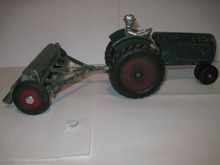 Oliver Farm Toy Tractor Row Crop Old Arcade With Superior Grain Drill 1/16 Old