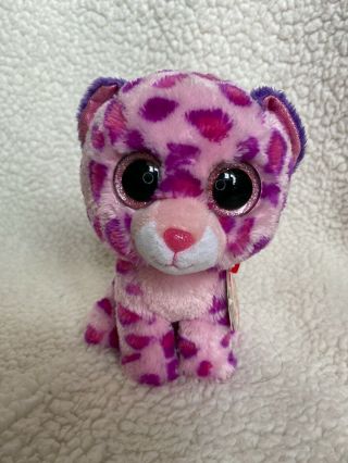 Ty Beanie Boo 6 " Pink And Purple Leopard Glamour With Hang Tags