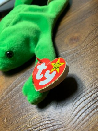 LEGS the FROG Ty Beanie Baby 1993 4th / 3rd Gen GERMANY Tag w/ ERRORS 2