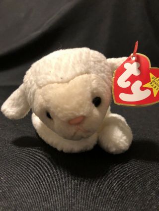 TY Beanie Baby Fleece The Lamb With Tag Retired DOB: March 21st,  1996 3
