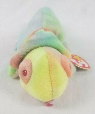 Ty Beanie Baby Rainbow The Chameleon With Tags Multicolor Collectable Plush