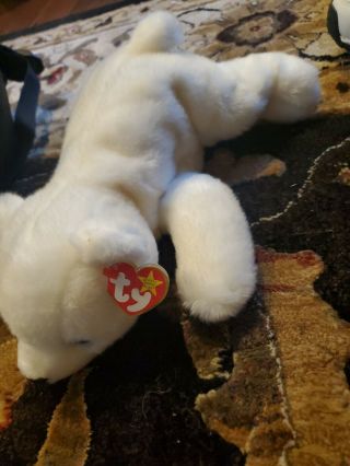 1998 Ty Beanie Buddy Baby Chilly The White Bear With Tags 14” Inches Long Rare