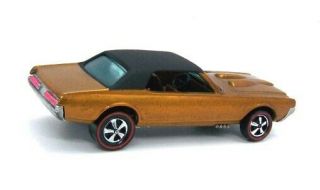 1968 Hot Wheels Redline Custom Cougar honey amber gold w/ black roof brown int 2