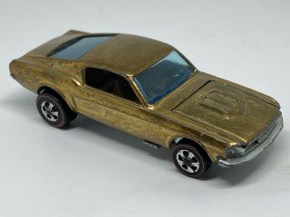 Hot Wheels Redline Redlines 1967 Custom Mustang Gold W/ Brown Int H.  K