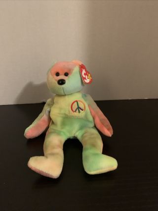 Ty Beanie Babies Rare Retired Peace W Tags And Pvc Pellets