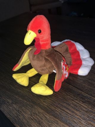 Vintage Rare 1996 Ty Beanie Baby Gobbles The Turkey With Errors.