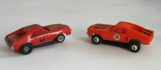 2 Vintage Revell 1/32 Ford Mustang Fastback Javelin Amx Slot Cars W/chassis 