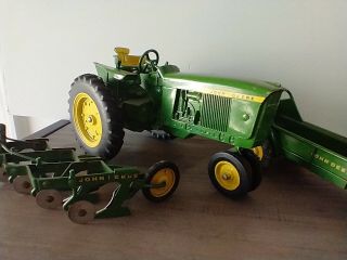 1/16 Ertl Farm Toy John Deere 3010 3020 tractor and implements.  All. 2