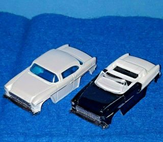 2x 55 Chevy: White/black Convertible & Hard Top Dash Bodies Fits Afx Ho Slot Car
