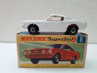 (color White Red Interior) Matchbox Superfast - No.  8 Ford Mustang