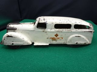 Wyandotte Pressed Steel White Ambulance 11 - 1/4”