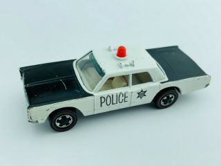 Hot Wheels Redline POLICE CRUISER Black White Int VG/EX Opaque Dome 2